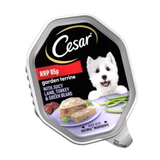 Cesar Garden Terrine Dog Food Tray Turkey & Lamb in Loaf 150g