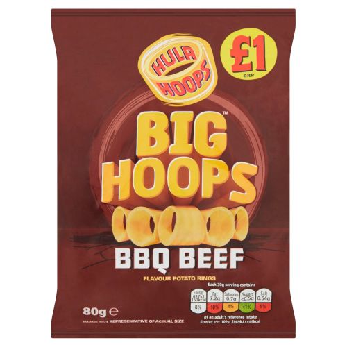 Hula Hoops Big Hoops BBQ Beef Flavour Potato Rings 80g – Britishfoodmart