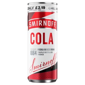 Smirnoff and Cola Vodka Mixed Drink 250ml