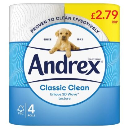 Andrex Classic Clean Toilet Tissue, 4 Rolls