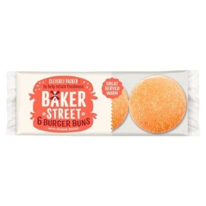 Baker Street 6 Burger Buns with Sesame Seeds