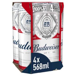 Budweiser Lager Beer Cans 4x568ml