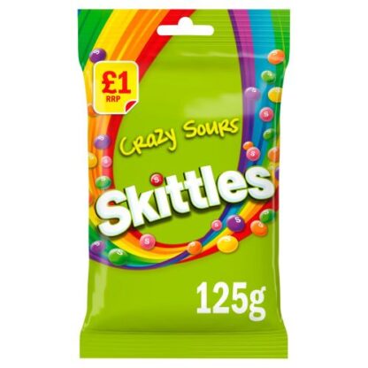 Skittles Crazy Sours Sweets Treat Bag 125g