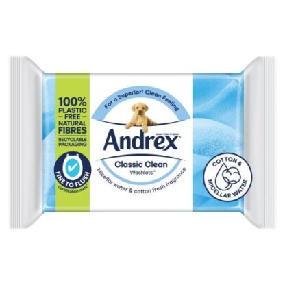 Andrex Classic Clean Washlets Flushable Toilet 36 Wipes