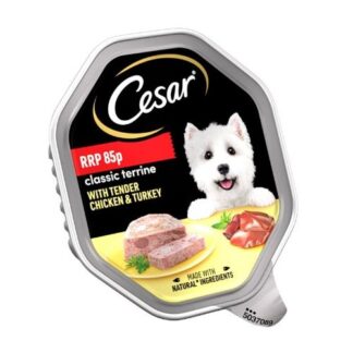 Cesar Classics Terrine Dog Food Tray Chicken & Turkey in Loaf 150g